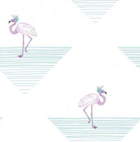 DA61709 Seabrook Flamingo Triangle Blue Purple wallpaper