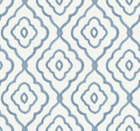 MB30902 Embroidered Ogee blue wallpaper