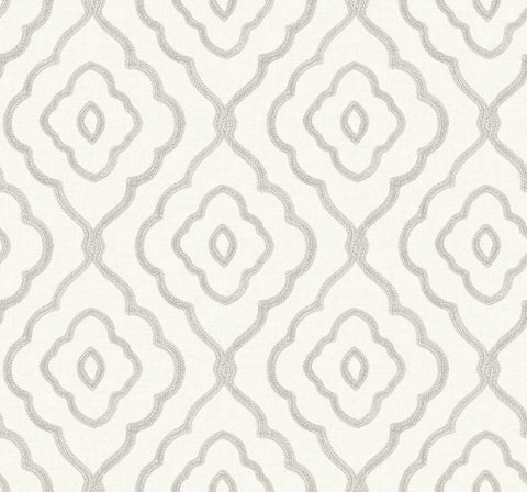 MB30905 Embroidered Ogee gray wallpaper