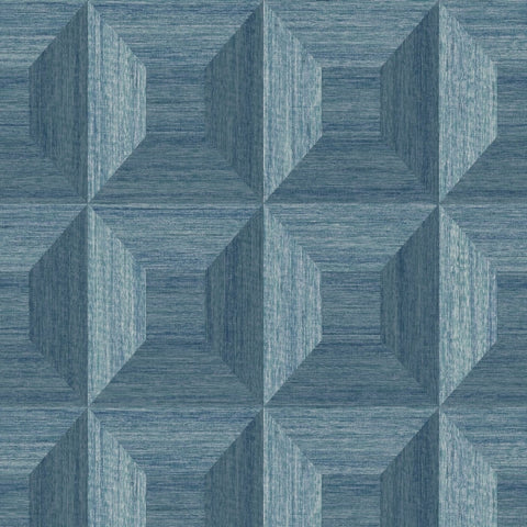 TC70602 Sand Dollar Blue square geometric 3-D illusion geo wallpaper
