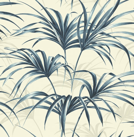 TP80612 Palm Leaf Tropical Blue Beige wallpaper
