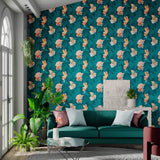 HTEW112767 HALFMOON Azurite Coral Colour Wallpaper