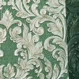 4506-04 Striped Victorian damask green brass steel metallic Textured Wallpaper