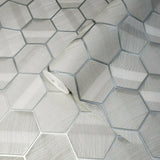 Z44809 Lamborghini gray silver Metallic Hexagon Geometric Textured Wallpaper