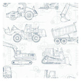 KS2350 Construction Blueprint Prepasted SureStrip Wallpaper - wallcoveringsmart