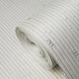 Z63006 Zambaiti Modern Textured Vinyl white vertical faux bamboo lines Wallpaper