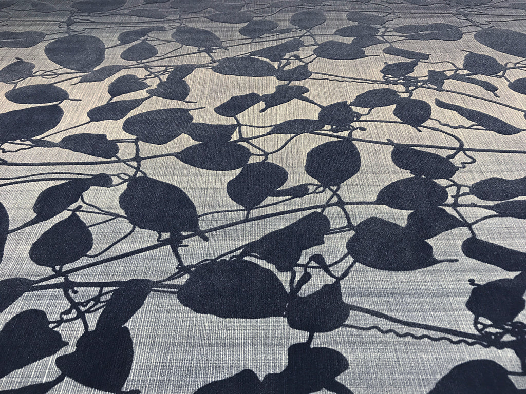 135050 Gray Blue Flock Velvet Portofino Wallpaper wallcoveringsmart