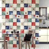 5581-12 Tile Blue Red White Plaid Wallpaper