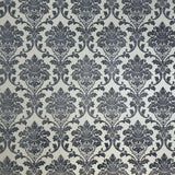 195023 Portofino navy blue silver Flocked vintage velvet Damask Wallpaper