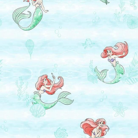 DI0954 York Wallpaper Disney The Little Mermaid Swim Unpasted Teal