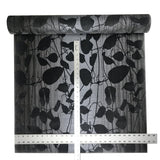 135056 Velvet Gray Flock Charcoal Black Leaf Flocked Wallpaper - wallcoveringsmart