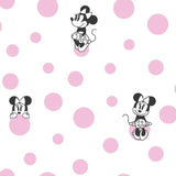 DI1027 York Wallcoverings Minnie Mouse Disney Kids Wallpaper Dots white Pink