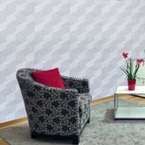 M355-10 Gray silver metallic Textured geometric cube 3D Wallpaper