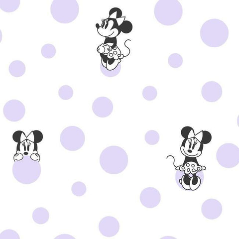 DI1028 York Wallcoverings Minnie Mouse Disney Kids Wallpaper Dots Lilac