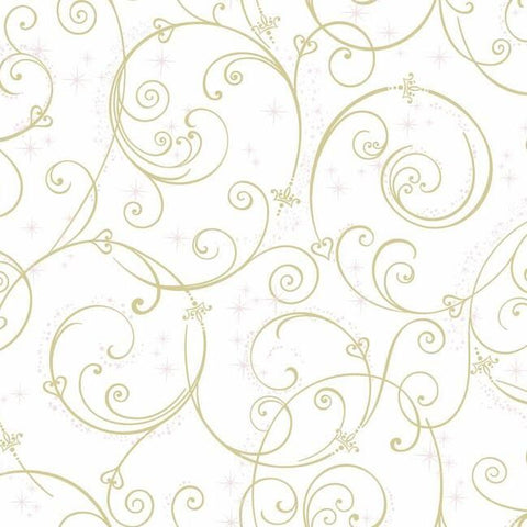 DI0905 York Disney Princess Perfect Scroll Unpasted Gold Wallpaper