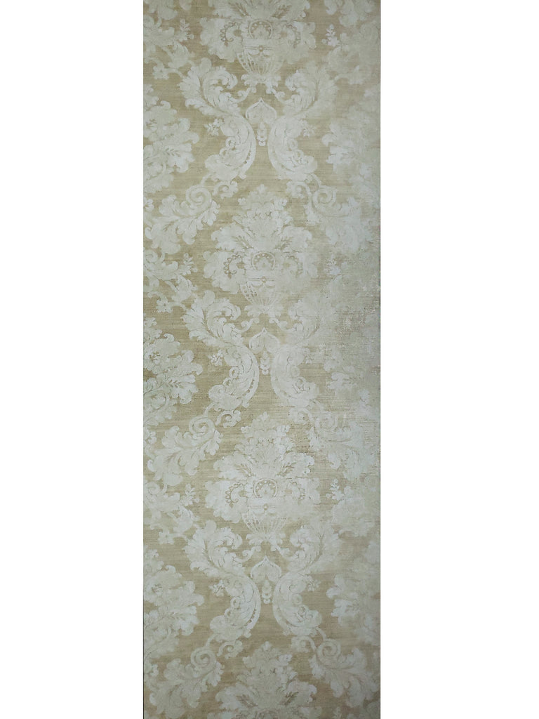 75905 Victorian Wallpaper brass Gold Metallic off white beige damask T ...