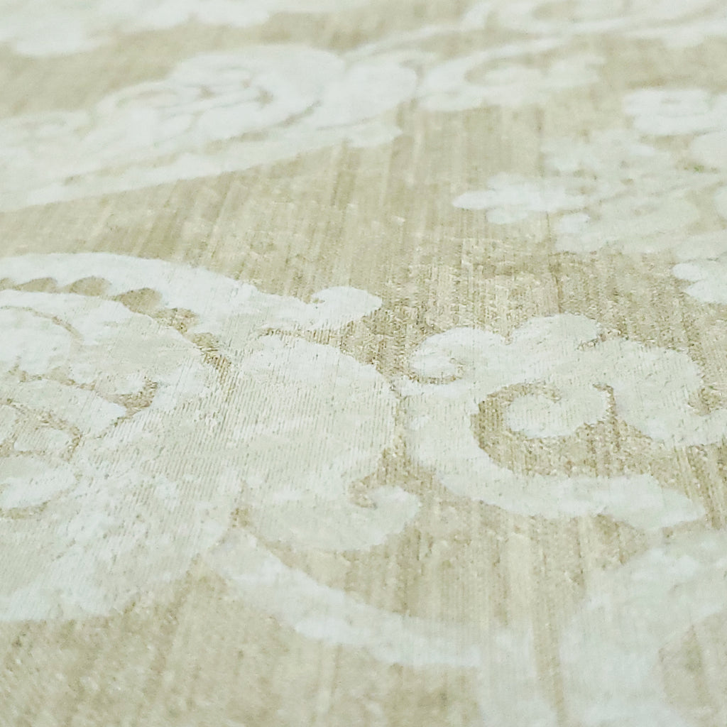 75905 Victorian Wallpaper brass Gold Metallic off white beige damask T ...