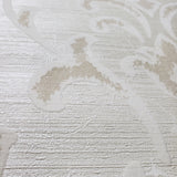 165033 Flock White Cream Victorian Damask Wallpaper