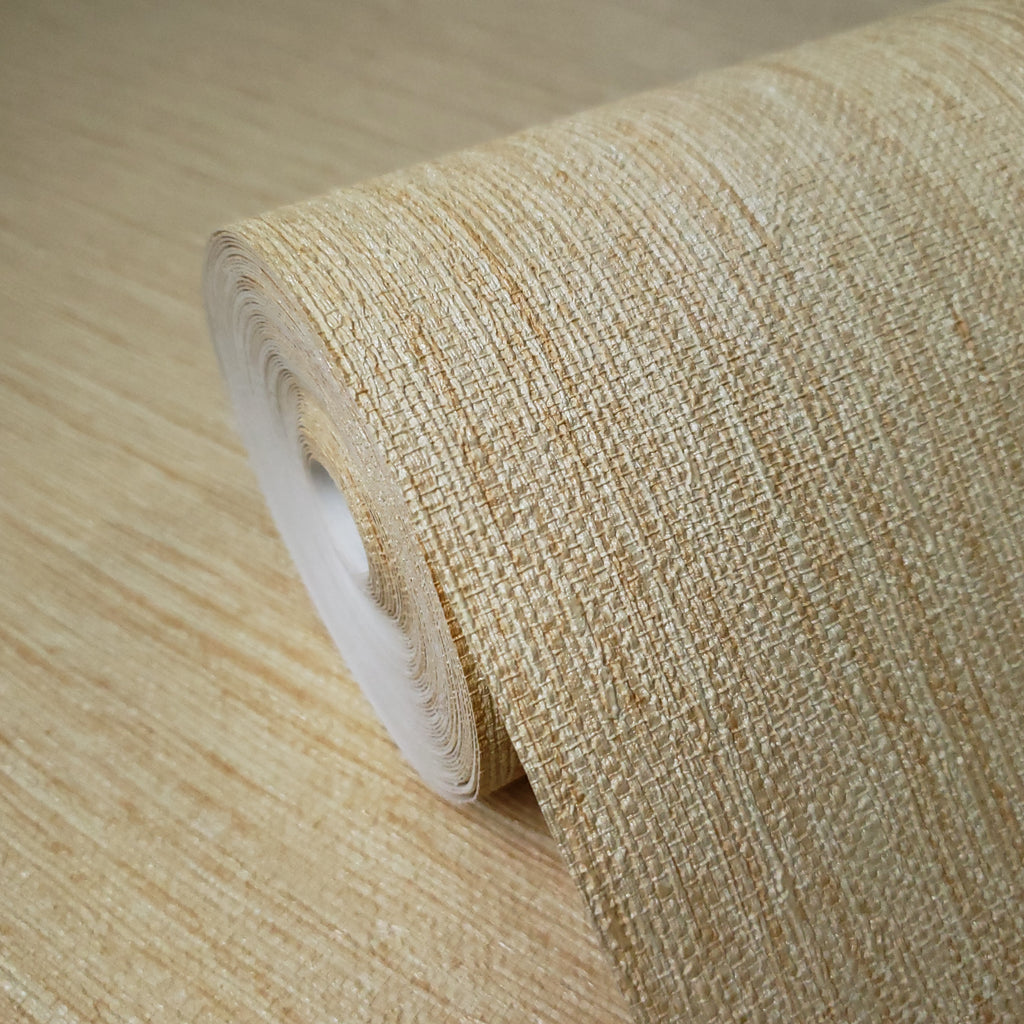 75805 Plain Orange Yellow Faux Grasscloth Textured Wallpaper