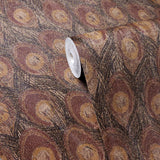 255021 Peacock Brown Gold Glitter Wallpaper