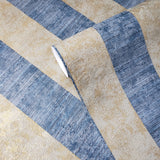 75929 Blue Gold Metallic Stripe Wallpaper