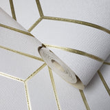 WM42344 Geometric White Gold Glitter Wallpaper - wallcoveringsmart