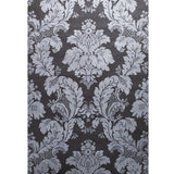 WM7800601 Wallpaper Black Silver metallic Rustic Victorian Damask - wallcoveringsmart
