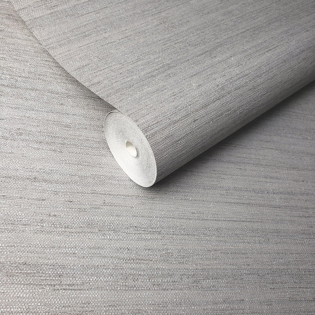 WM8800401 Modern Wallpaper Rustic Gray Silver metallic faux grasscloth