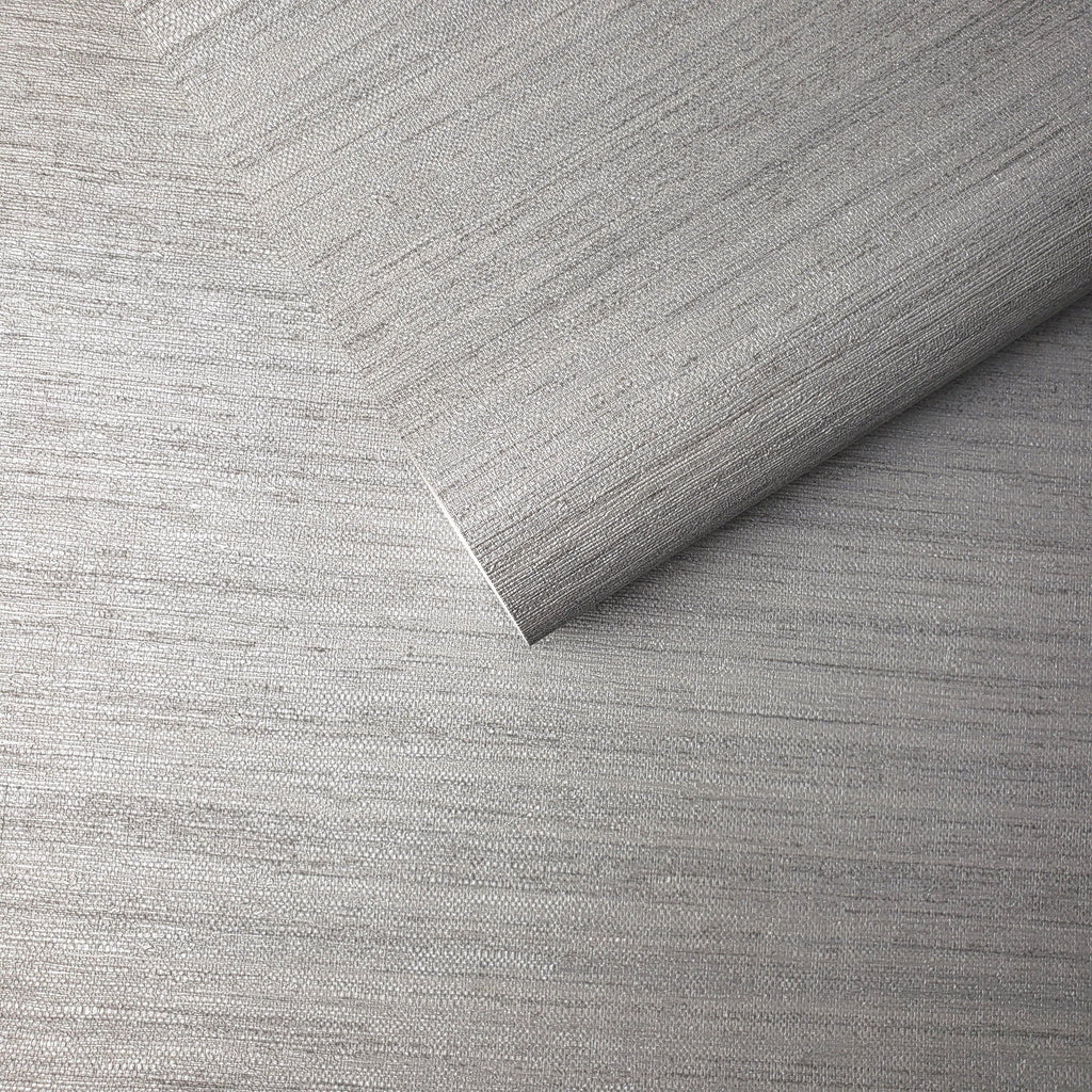 WM8800401 Modern Wallpaper Rustic Gray Silver metallic faux grasscloth
