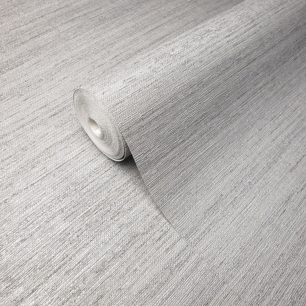 WM8800401 Modern Wallpaper Rustic Gray Silver metallic faux grasscloth