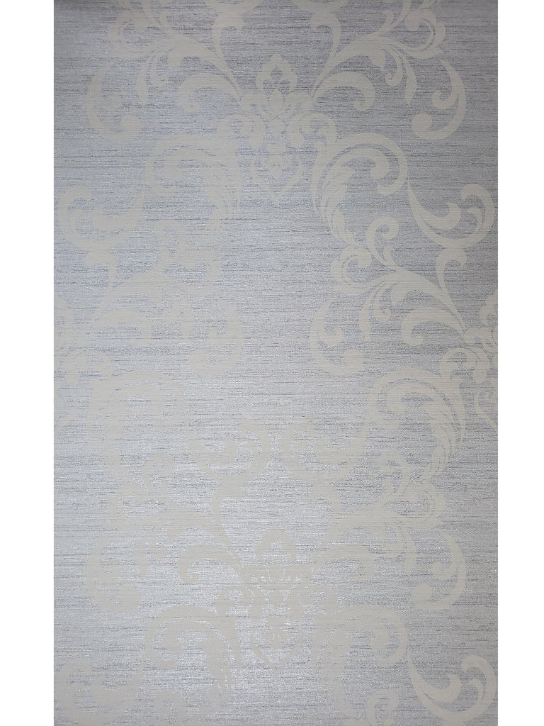 WM8801201 Damask Gray Silver metallic textured faux grasscloth texture ...