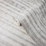 500006 Modern Striped white Gray Silver Metallic faux plaster textured Lines wallpaper - wallcoveringsmart