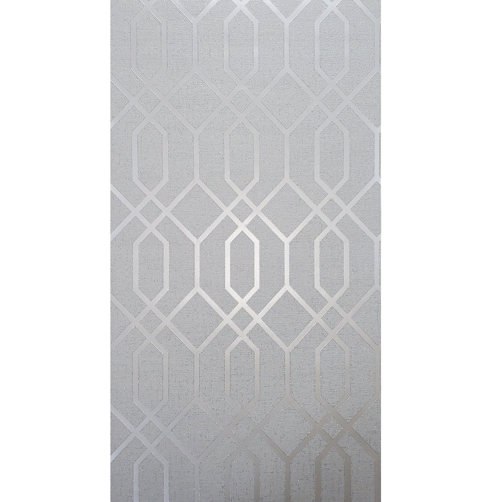 WM4230401 Silver Gray White Glitter Textured Geometric Trellis Quartz