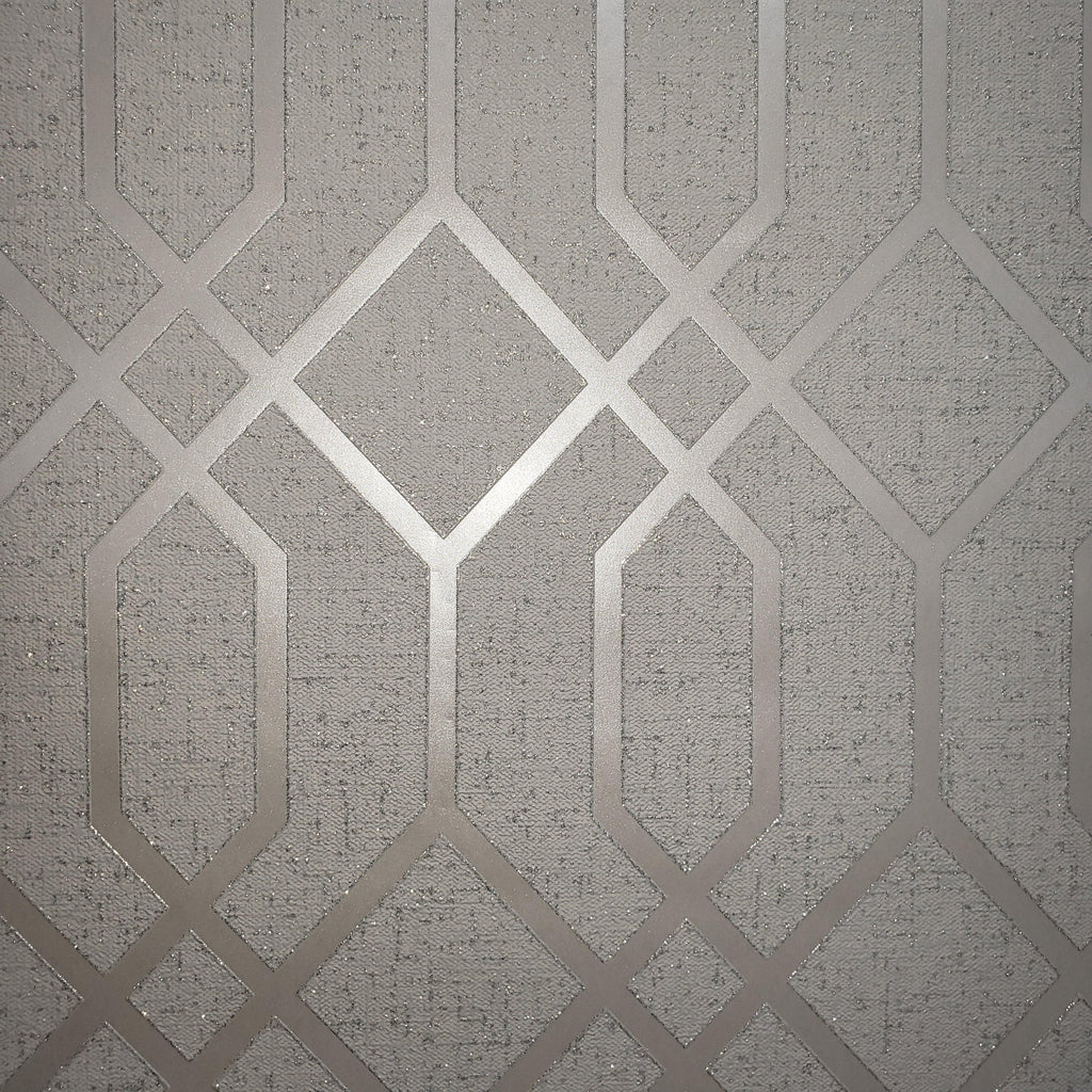 WM4230401 Silver Gray White Glitter Textured Geometric Trellis Quartz