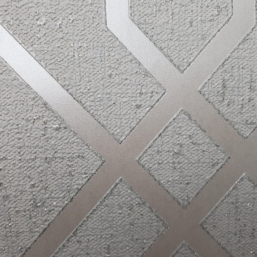 WM4230401 Silver Gray White Glitter Textured Geometric Trellis Quartz
