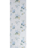 WM7802601 floral Wallpaper roll blue flowers rustic white cream Textured faux textile - wallcoveringsmart