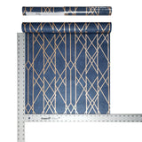 WM21514401 Wallpaper navy Blue bronze metallic geometric lines Modern - wallcoveringsmart