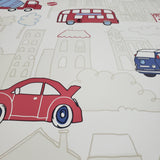 WM01533501 Cars Traffic Bus Road Street Kids room Nursery White Wallpaper - wallcoveringsmart
