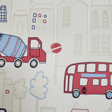 WM01533501 Cars Traffic Bus Road Street Kids room Nursery White Wallpaper - wallcoveringsmart