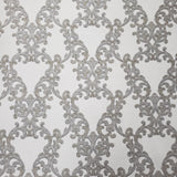 V514-10 Textured Wallpaper ivory off white bronze silver metallic damask 3D - wallcoveringsmart