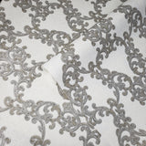 V514-10 Textured Wallpaper ivory off white bronze silver metallic damask 3D