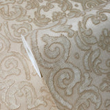 8561-12 Victorian Damask Coffee beige Tan Cream Metallic Textured Wallpaper