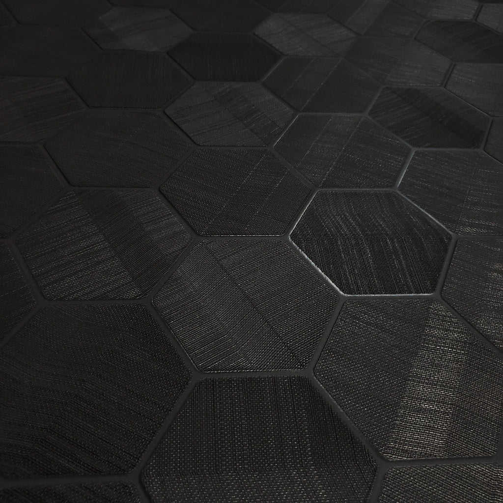 Z44801 Hexagon Feature Black textured Wallpaper 3D Geometr