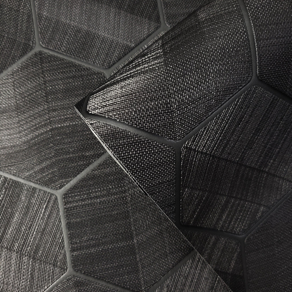 Z44801 Hexagon Feature Black textured Wallpaper 3D Geometr