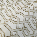 WMBA22001401 Cream beige Gold geometric faux fabric trellis textured Wallpaper