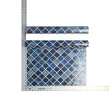 WMNF23208501 Green blue white Moroccan trellis faux tiles Wallpaper
