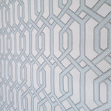 WMBA22001301 Beige Blue gold metallic geometric trellis faux fabric textured Wallpaper