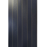 93524-4 Black Greek Key Gold Metallic Striped Wallpaper