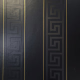 93524-4 Black Greek Key Gold Metallic Striped Wallpaper93524-4 Black Greek Key Gold Metallic Striped Wallpaper