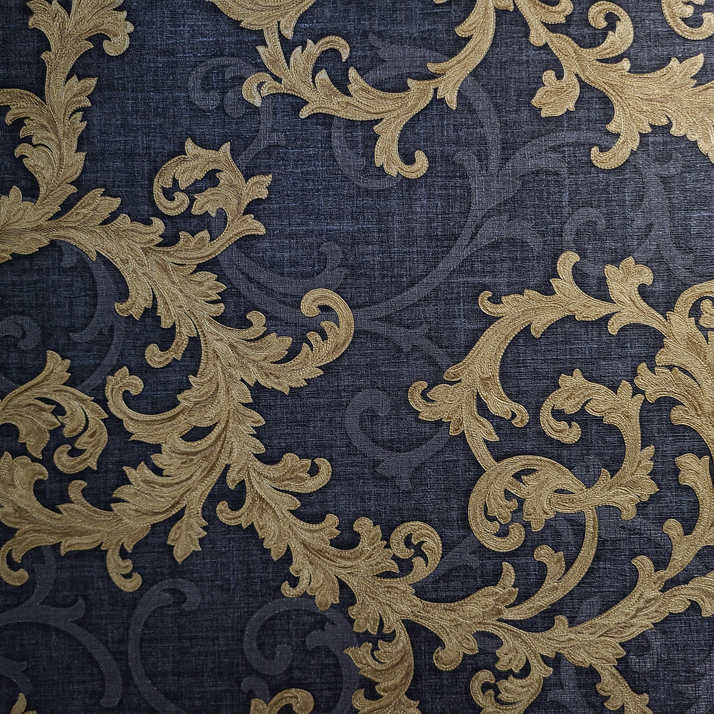 96231-6 Versace Calligraphy Black Gray Gold Barocco Designer Wallpaper –  wallcoveringsmart